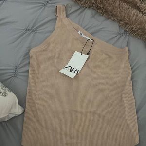Zara nwt nude one shoulder top